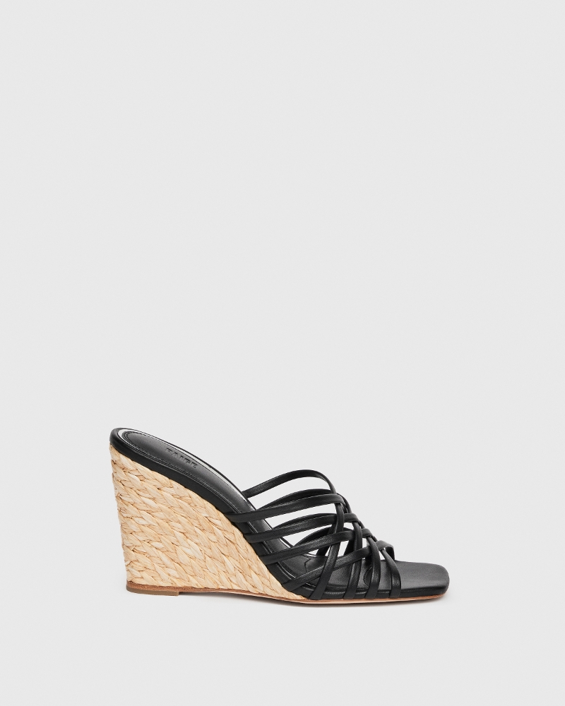 Skyler Wedge - Black Leather